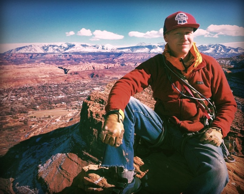 Larry Harpe of Moab, Utah, spends his days climbing rocks and enjoying life.